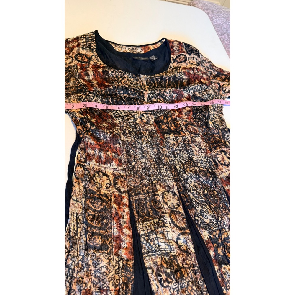 Nostalgia Vintage Whimsigoth Maxi Dress Brown Black Lace Patchwork Print Medium - Picture 7 of 16